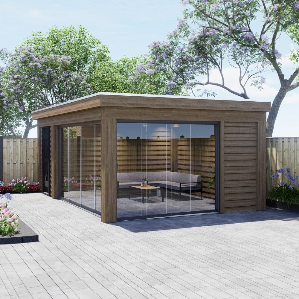 Helder glas schuifwand configureren – inclusief keuze uit 4 stijlvolle kleuren.